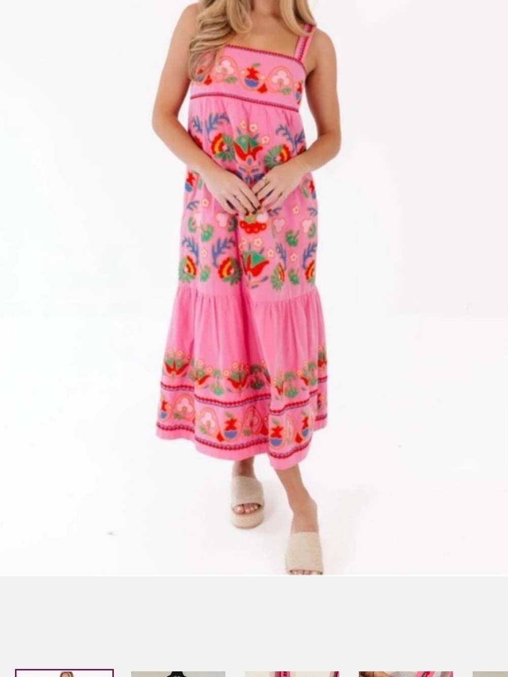 J. Maries Pink Embroidered Midi dress - Stylish Floral Design